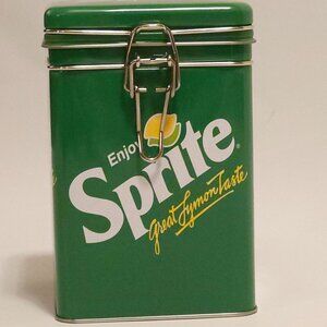 SPRITE Soda Metal Canister Metal Storage POP TOP Hinge Lid Rectangular All Metal